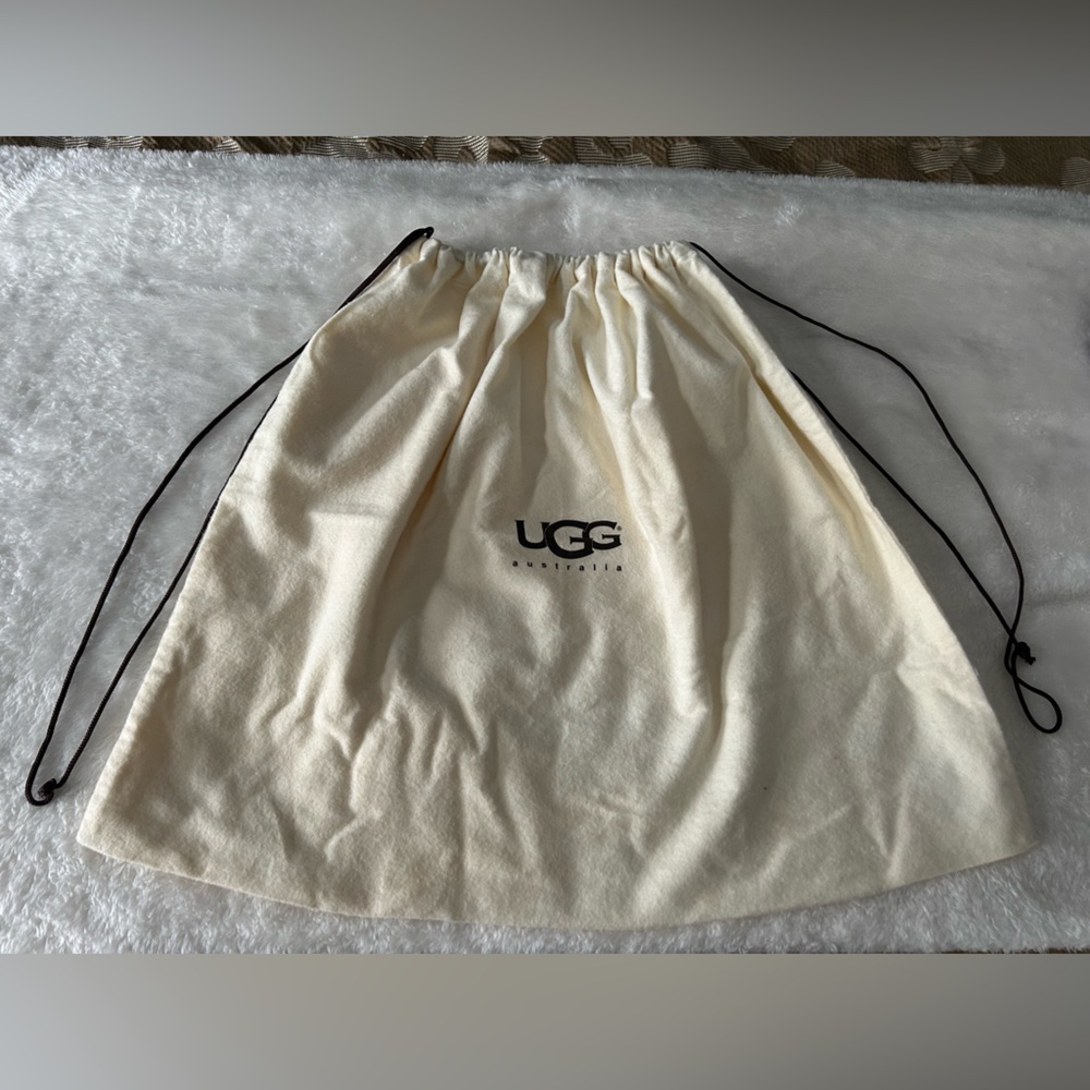 UGG Ivory Storage Bag with Brown Drawstrings